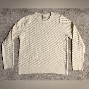 Women’s Cream cable knit sweater size Large. Brand is A New Day.